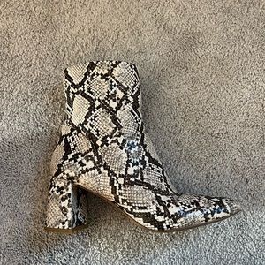Snake Skin Tall Ankle Boots